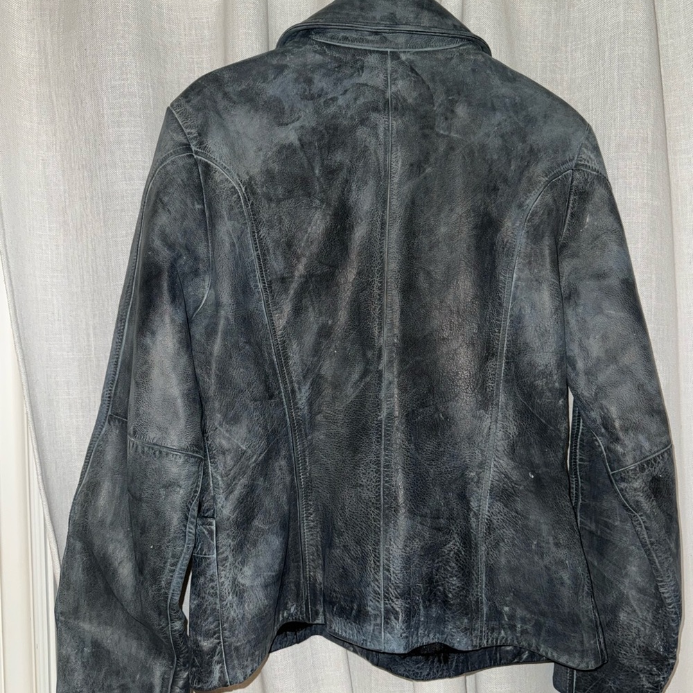 Vintage GUESS distressed black 100% Leather Jacket - size L - Picture 7 of 13